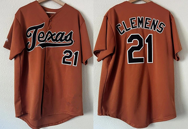 Men's Texas Longhorns #21 Roger Clemens Orange Stitched Jersey Men's Texas Longhorns #21 Roger Clemens Orange Stitched Jersey