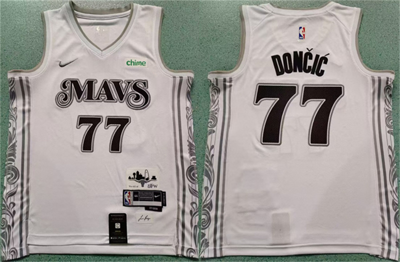 Men's Dallas Mavericks #77 Luka Don?i? White 2024 City Edition Stitched Basketball Jersey Men's Dallas Mavericks #77 Luka Don?i? White 2024 City Edition Stitched Basketball Jersey