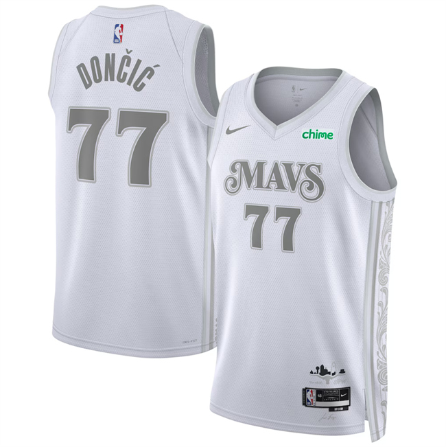 Men's Dallas Mavericks #77 Luka Don?i? White 2024 25 City Edition Stitched Basketball Jersey Men's Dallas Mavericks #77 Luka Don?i? White 2024 25 City Edition Stitched Basketball Jersey