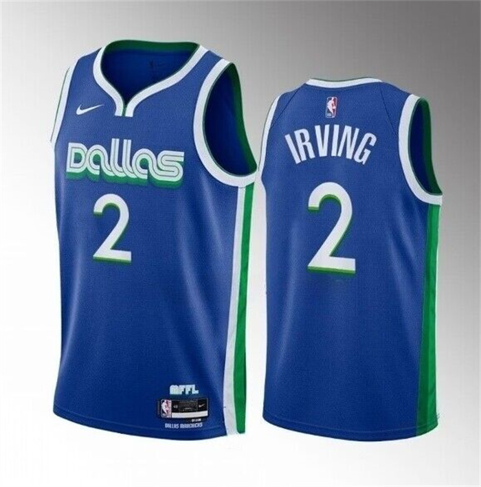 Men's Dallas Mavericks #2 Kyrie Irving Blue 2023 23 City Edition Stitched Basketball Jersey Men's Dallas Mavericks #2 Kyrie Irving Blue 2023 23 City Edition Stitched Basketball Jersey