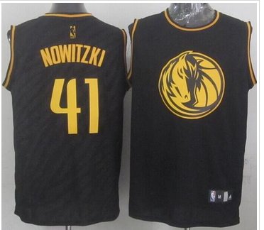 Dallas Mavericks #41 Dirk Nowitzki Black Precious Metals Fashion Stitched NBA Jersey