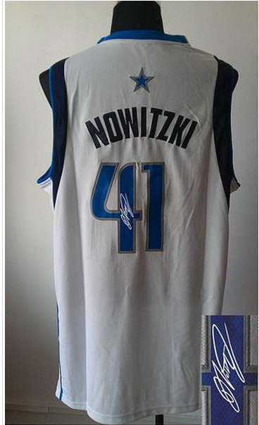 Dallas Mavericks Revolution 30 Autographed #41 Dirk Nowitzki White Stitched NBA Jersey Dallas Mavericks Revolution 30 Autographed #41 Dirk Nowitzki White Stitched NBA Jersey