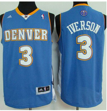 Nuggets #3 Allen Iverson Light Blue Stitched NBA Jersey