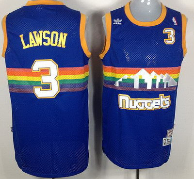 Denver Nuggets #3 Lawson Soul Swingman Stitched Blue Rainbow Throwback Jersey