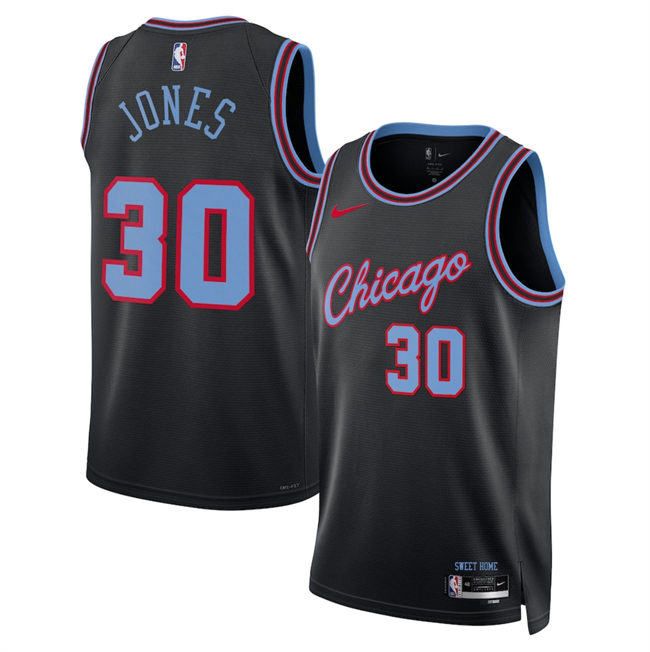 Men's Chicago Bulls #30 Tre Jones Black 2025 26 City Edition Stitched Basketball Jersey