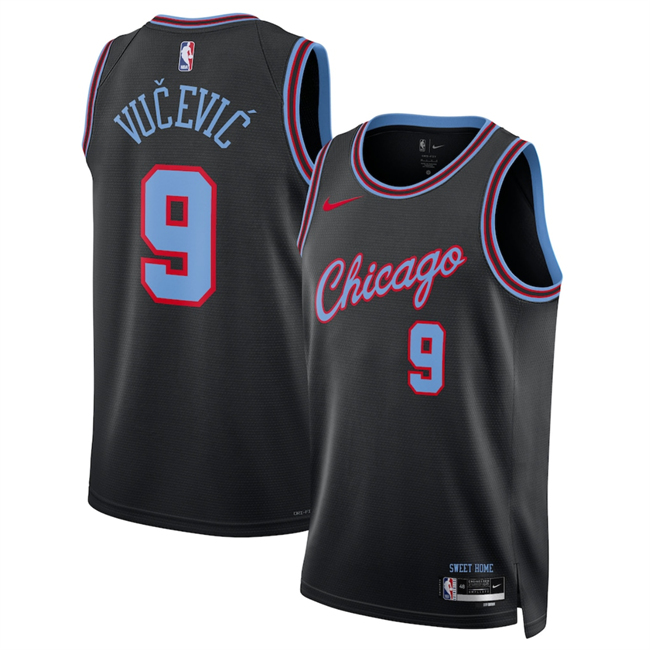 Men's Chicago Bulls #9 Nikola Vu?evi? Black 2025 26 City Edition Stitched Basketball Jersey