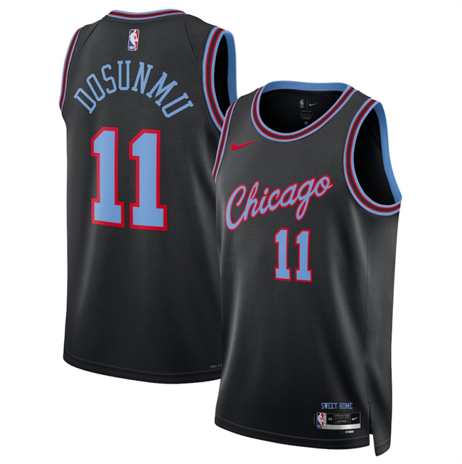 Men's Chicago Bulls #11 Ayo Dosunmu Black 2025 26 City Edition Stitched Basketball Jersey