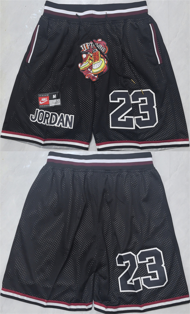 Men's Chicago Bulls #23 Michael Jordan Black Shorts002 (Run Small)