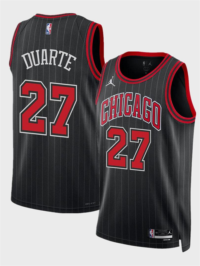 Men's Chicago Bulls #27 Chris Duarte Black 2024 Draft Statement Edition Stitched Basketball Jersey Men's Chicago Bulls #27 Chris Duarte Black 2024 Draft Statement Edition Stitched Basketball Jersey