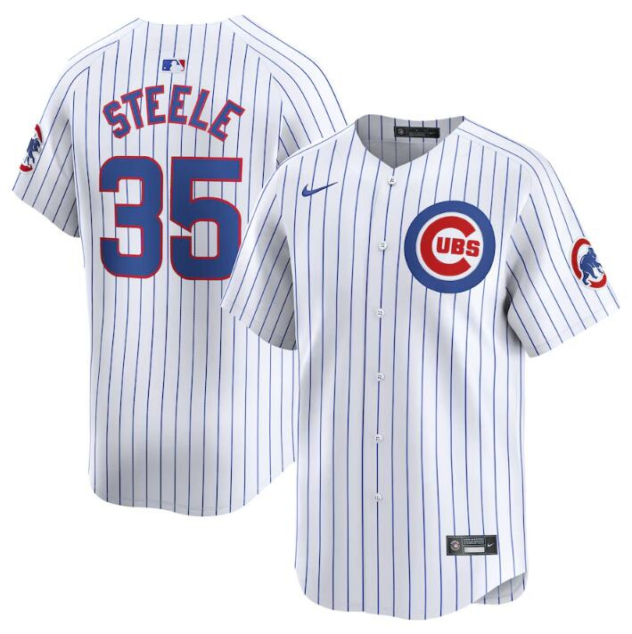 Men's Chicago Cubs #35 Justin Steele White 2024 Home Limited Stitched Baseball Jersey Men's Chicago Cubs #35 Justin Steele White 2024 Home Limited Stitched Baseball Jersey
