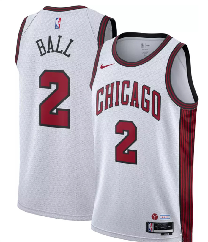 Men's Chicago Bulls #2 Lonzo Ball White 2022 23 City Edition Stitched Basketball Jersey Men's Chicago Bulls #2 Lonzo Ball White 2022 23 City Edition Stitched Basketball Jersey