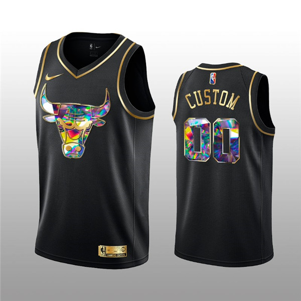 Men's Chicago Bulls Active Player Custom 2021 22 Black Golden Edition 75th Anniversary Diamond Logo Stitched Basketball Jersey