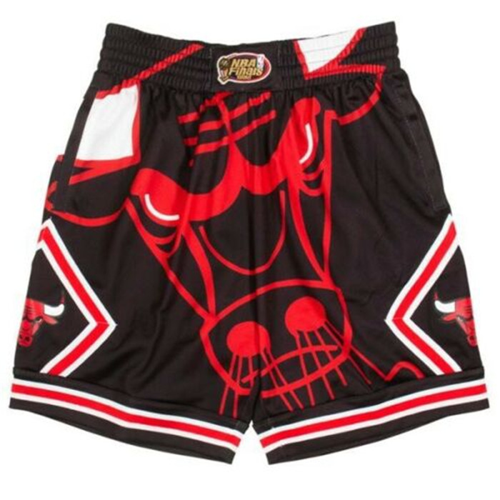 Bulls Black Big Face NBA Finals 1996 Patch Hardwood Classics Shorts Bulls Black Big Face NBA Finals 1996 Patch Hardwood Classics Shorts