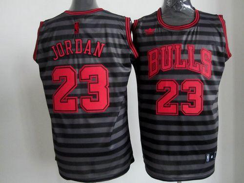 Bulls #23 Michael Jordan Black Grey Groove Stitched NBA Jersey