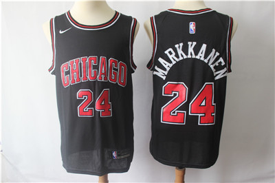 Bulls #24 Laur Markkanen Black Nike Swingman Jersey