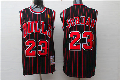 Nike Bulls #23 Michael Jordan Black Stripe Stitched NBA Jersey