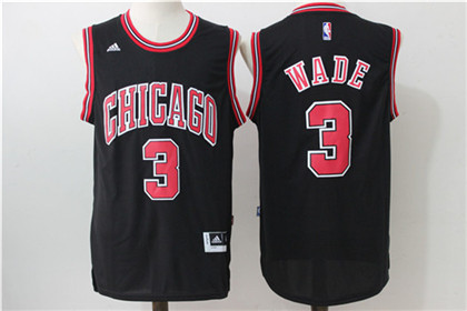 Bulls #3 Dwyane Wade Black Stitched NBA Jersey