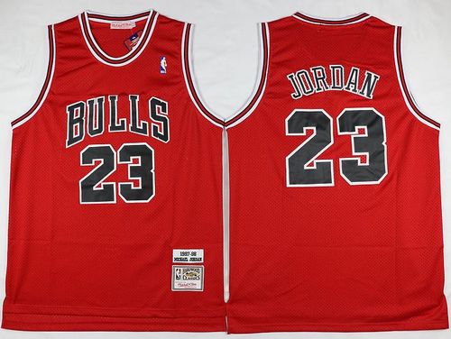 Mitchell and Ness Bulls #23 Michael Jordan Stitched Red Throwback NBA Jersey Mitchell and Ness Bulls #23 Michael Jordan Stitched Red Throwback NBA Jersey