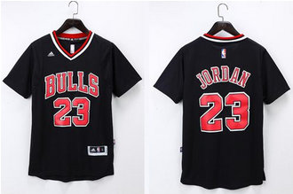 Chicago Bulls #23 Michael Jordan Black Short Sleeve Stitched NBA Jersey