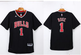 Chicago Bulls #1 Derrick Rose Black Short Sleeve Stitched NBA Jersey