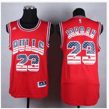 Chicago Bulls #23 Michael Jordan Red USA Flag Fashion Stitched NBA Jersey