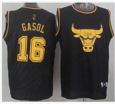 Chicago Bulls #16 Pau Gasol Black Precious Metals Fashion Stitched NBA Jersey