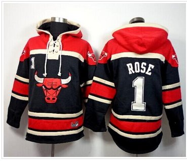 Chicago Bulls #1 Derrick Rose Black Sawyer Hooded Sweatshirt NBA Hoodie