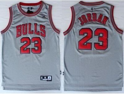 Chicago Bulls 23 Michael Jordan Grey NBA Jerseys