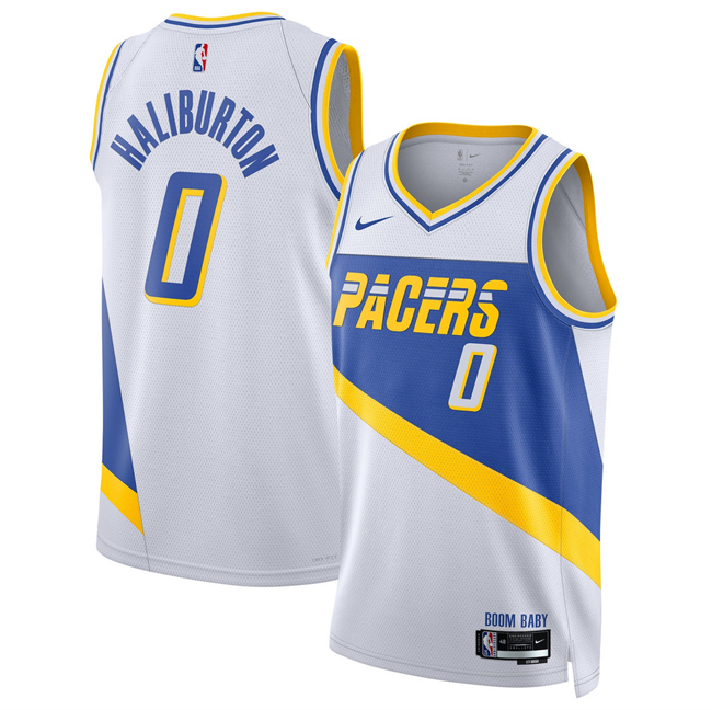 Men's Indiana Pacers #0 Tyrese Haliburton White 2025 26 City Edition Stitched Basketball Jersey