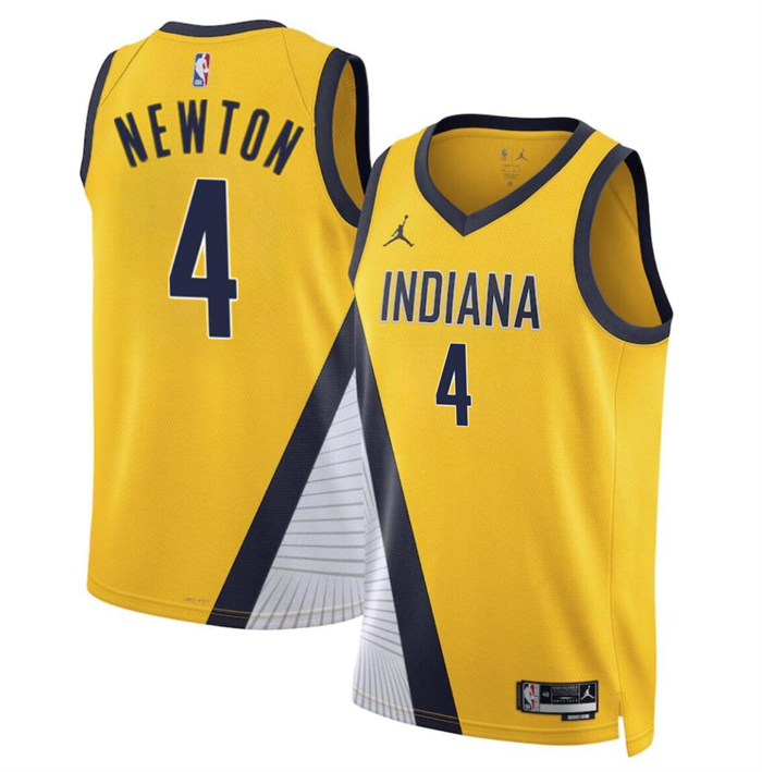 Men's Indiana Pacers #4 Tristen Newton Yelllow 2024 Draft Statement Edition Stitched Basketball Jersey Men's Indiana Pacers #4 Tristen Newton Yelllow 2024 Draft Statement Edition Stitched Basketball Jersey