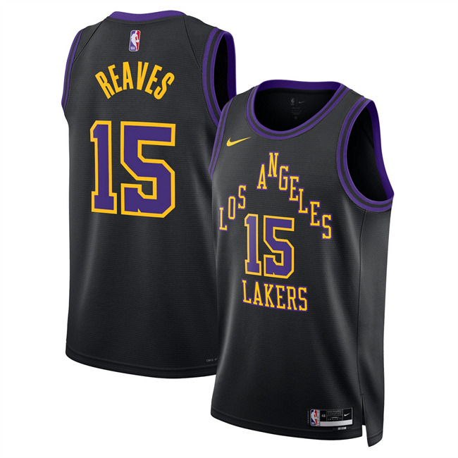 Men's Los Angeles Lakers #15 Austin Reaves Black 2025 26 City Edition Stitched Basketball Jersey