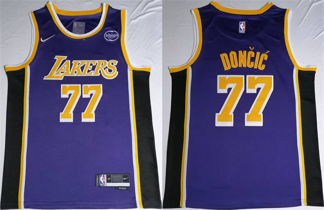 Men's Los Angeles Lakers #77 Luka Don?i? Puple 2024 25 Stitched Basketball Jersey Men's Los Angeles Lakers #77 Luka Don?i? Puple 2024 25 Stitched Basketball Jersey