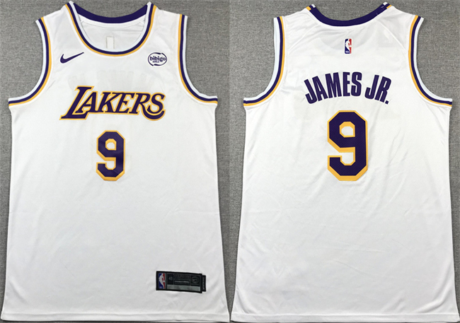 Men's Los Angeles Lakers #9 Bronny James Jr. White 2024 Draft Icon Edition Stitched Basketball Jersey Men's Los Angeles Lakers #9 Bronny James Jr. White 2024 Draft Icon Edition Stitched Basketball Jersey