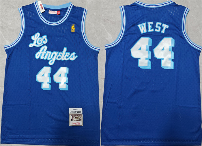 Men's Los Angeles Lakers #44 Jerry West Blue Throwback Basketball Jersey Men's Los Angeles Lakers #44 Jerry West Blue Throwback Basketball Jersey