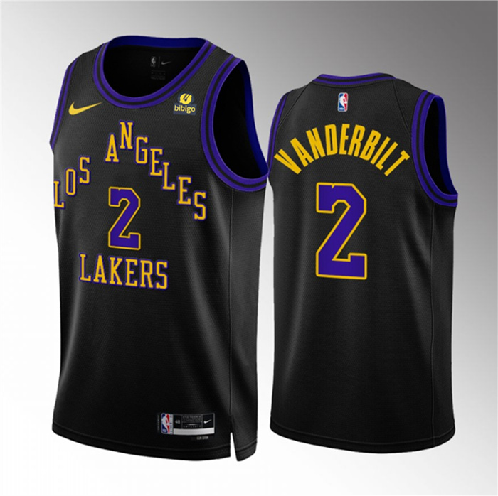 Men's Los Angeles Lakers #2 Jarred Vanderbilt Black 2023 24 City Edition Stitched Basketball Jersey Men's Los Angeles Lakers #2 Jarred Vanderbilt Black 2023 24 City Edition Stitched Basketball Jersey