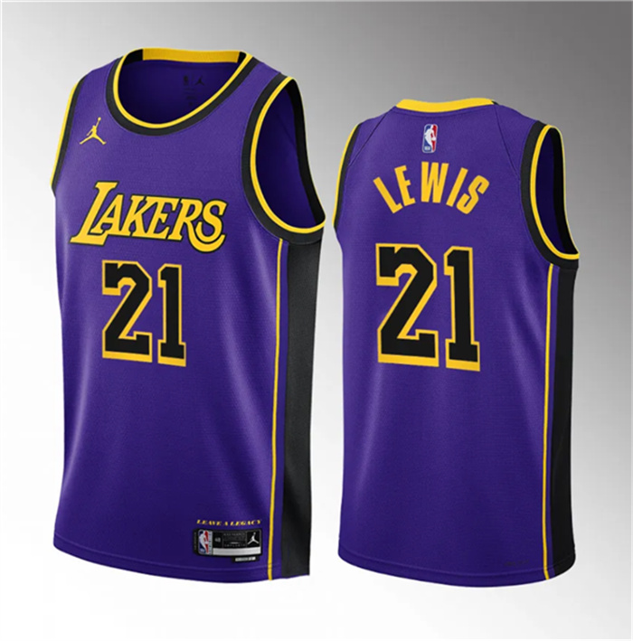 Men's Los Angeles Lakers #21 Maxwell Lewis Purple 2023 Draft Statement Edition Stitched Basketball Jersey Men's Los Angeles Lakers #21 Maxwell Lewis Purple 2023 Draft Statement Edition Stitched Basketball Jersey