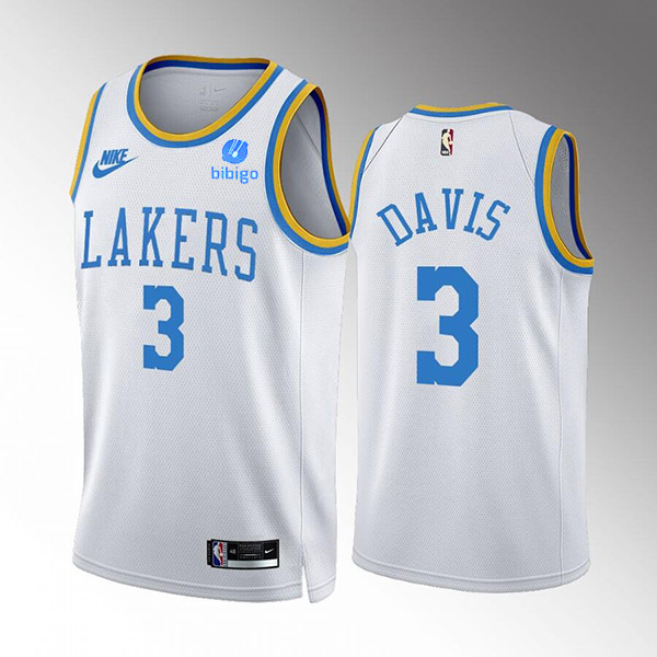Men's Los Angeles Lakers #3 Anthony Davis 2022 23 White Classic Edition Stitched Basketball Jersey Men's Los Angeles Lakers #3 Anthony Davis 2022 23 White Classic Edition Stitched Basketball Jersey
