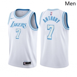 Men Los Angeles Lakers #7 Carmelo Anthony City Edition White 2021 Stitched NBA Jersey Men Los Angeles Lakers #7 Carmelo Anthony City Edition White 2021 Stitched NBA Jersey