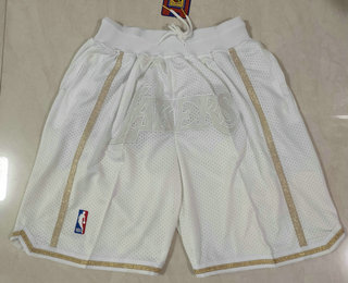 Men's Los Angeles Lakers White MVP Just Don Swingman Throwback Shorts Men's Los Angeles Lakers White MVP Just Don Swingman Throwback Shorts