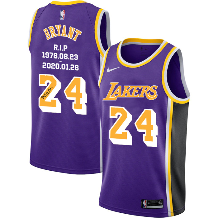 Lakers 24 Kobe Bryant Purple R.I.P Signature Swingman Jerseys_副本 Lakers 24 Kobe Bryant Purple R.I.P Signature Swingman Jerseys_副本