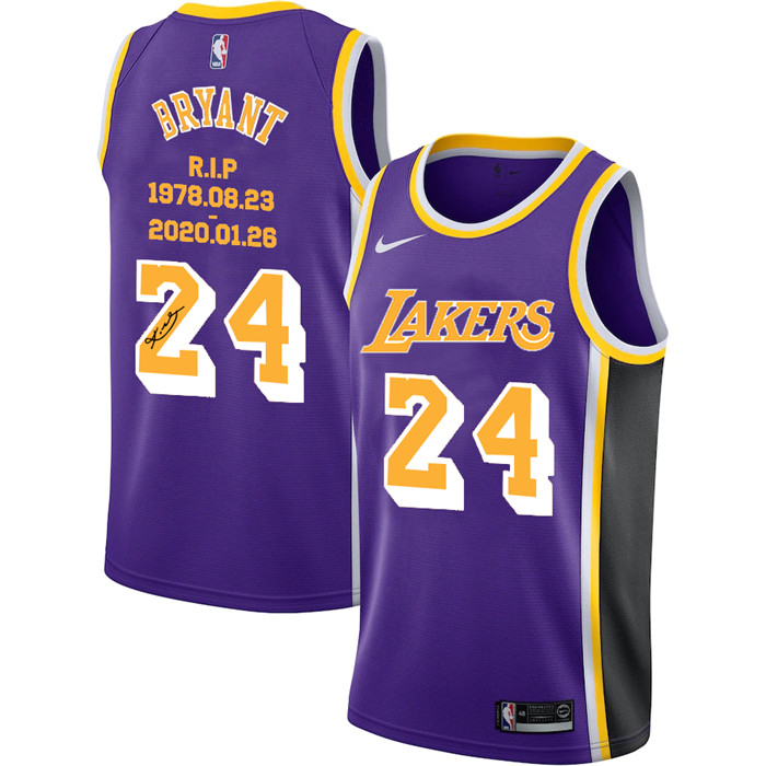 Lakers 24 Kobe Bryant Purple R.I.P Signature Swingman Jersey._副本