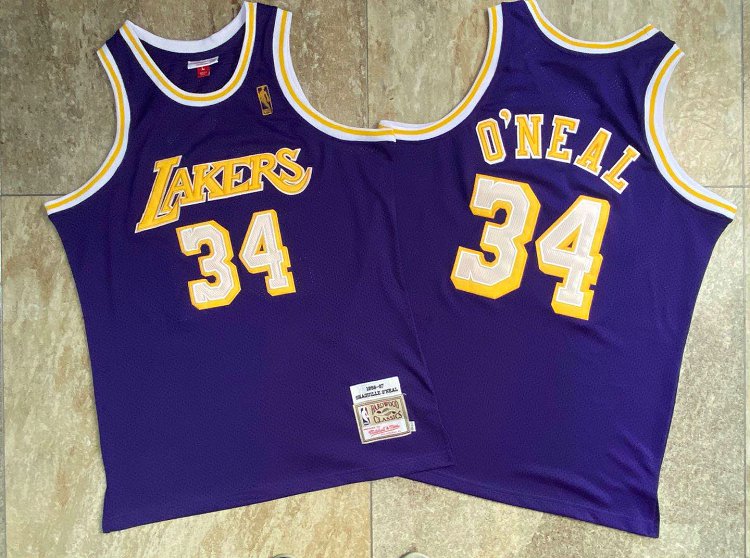 Lakers 34 Shaquille O'Neal Purple 1996-97 Hardwood Classics Jersey Lakers 34 Shaquille O'Neal Purple 1996-97 Hardwood Classics Jersey