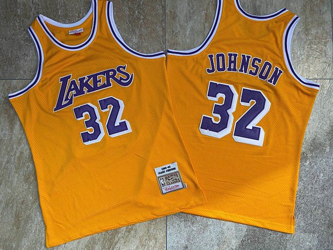 Lakers 32 Magic Johnson Yellow 1984-85 Hardwood Classics Jersey Lakers 32 Magic Johnson Yellow 1984-85 Hardwood Classics Jersey