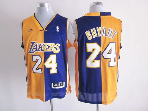 Lakers #24 Kobe Bryant Yellow Purple Split Fashion Stitched NBA Jersey
