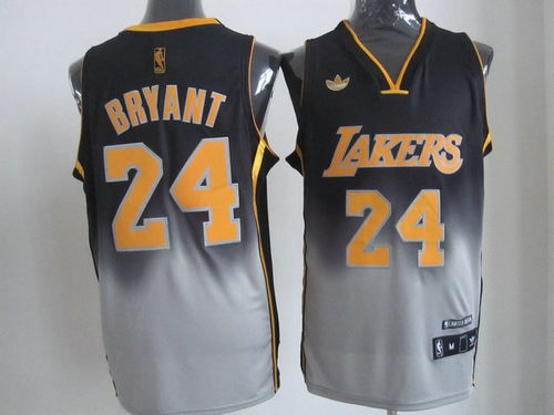Lakers #24 Kobe Bryant Black Grey Fadeaway Fashion Stitched NBA Jersey