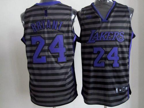 Lakers #24 Kobe Bryant Black Grey Groove Stitched NBA Jersey