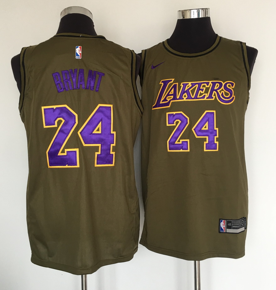 Lakers #24 Kobe Bryant Olive Nike Swingman Jersey
