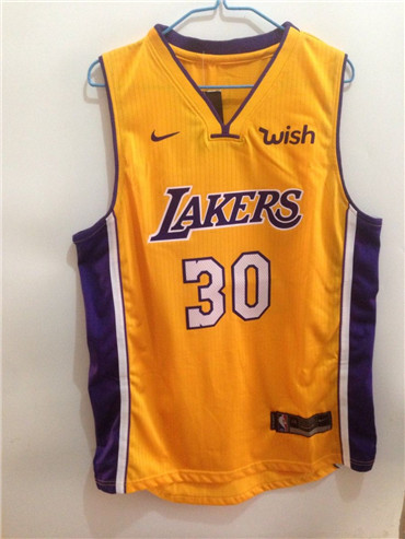 Nike Lakers #30 LICHI Yellow 17-18 Stitched NBA Jersey