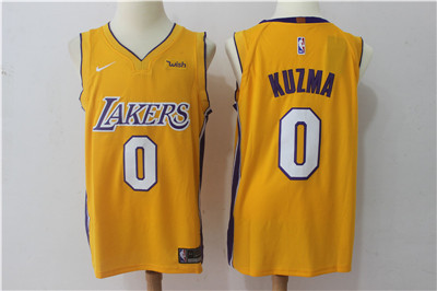 Nike Lakers #0 Kyle Kuzma Yellow Stitched NBA Jersey