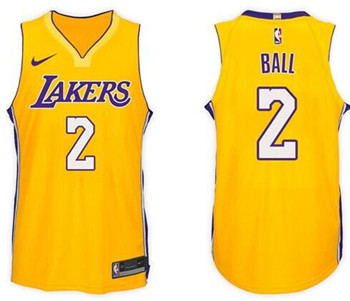 Nike Lakers #2 Lonzo Ball Yellow NikeStitched NBA Jersey